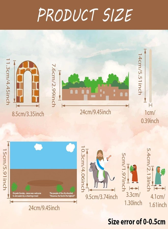 Lunmon 24 Sets Easter Craft for Kids Bulk Jesus Enters Jerusalem Craft Kit with Pre Printed with The Story of Jesus Entering Jerusalem Small Wooden Stick for Easter Sunday School Classroom Activities - Image 2